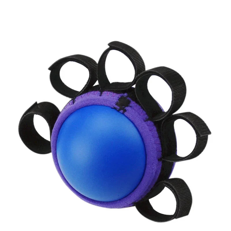 FanzyMarket yellow hand therapy grip strengthener ball for finger and hand exercises, muscle recovery, and fitness training.