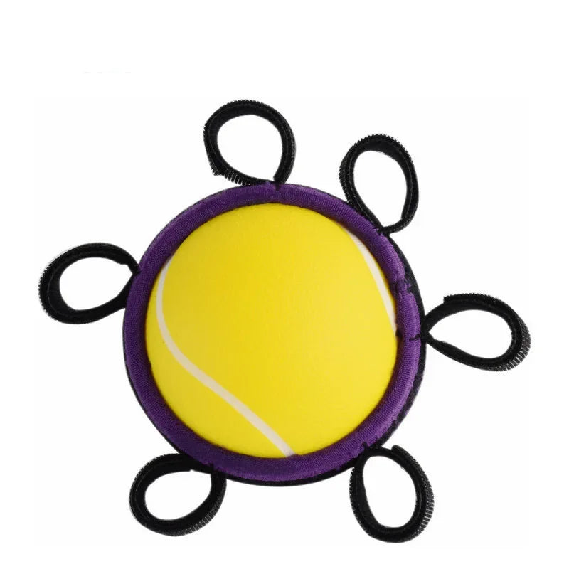 FanzyMarket yellow hand therapy grip strengthener ball for finger and hand muscle recovery and fitness exercises.