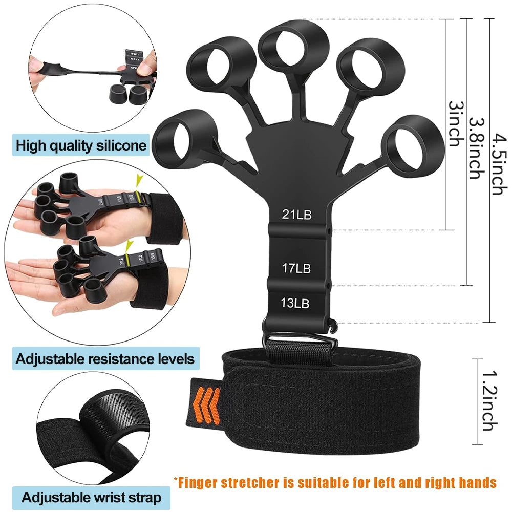 FanzyMarket adjustable hand grippers for grip strength training, featuring wrist and finger exercisers with accessories.