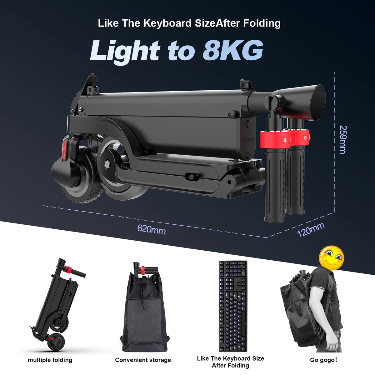 Foldable FanzyMarket adult electric scooter with 350W motor, app control, 7.5Ah battery, capable of 25 km/h in a city setting.