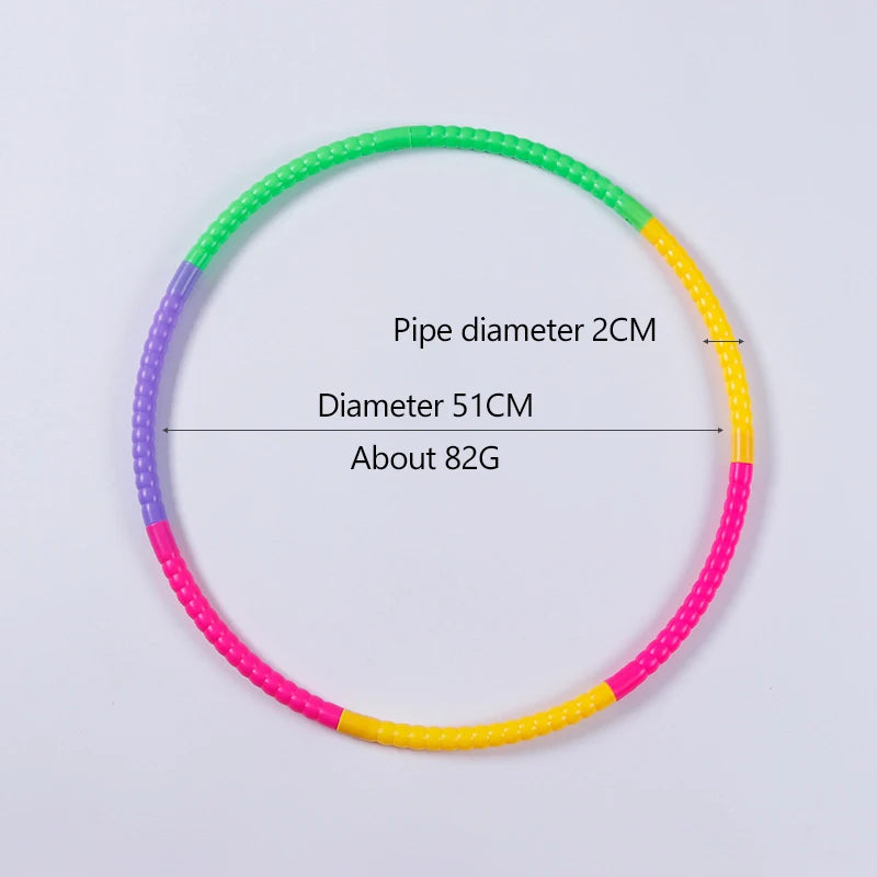 Colorful adjustable plastic hula hoop for kids, portable waist training and fitness ring from FanzyMarket, 56cm diameter.