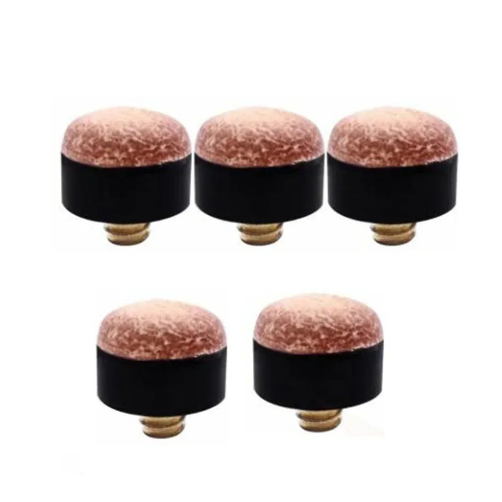 Set of five FanzyMarket screw-in pool cue tips, 11mm, for snooker and billiards, replacement leather tips for cue sticks.