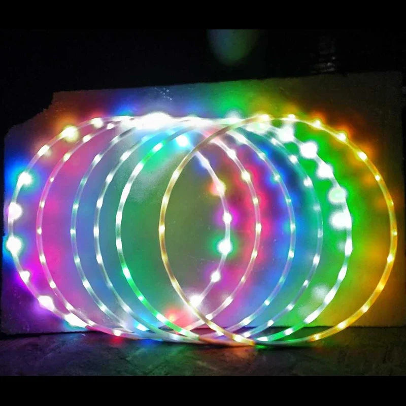 FanzyMarket LED luminous hula hoop in 80cm size, colorful fitness and weight loss sports hoop for home gym, yoga, and kids.