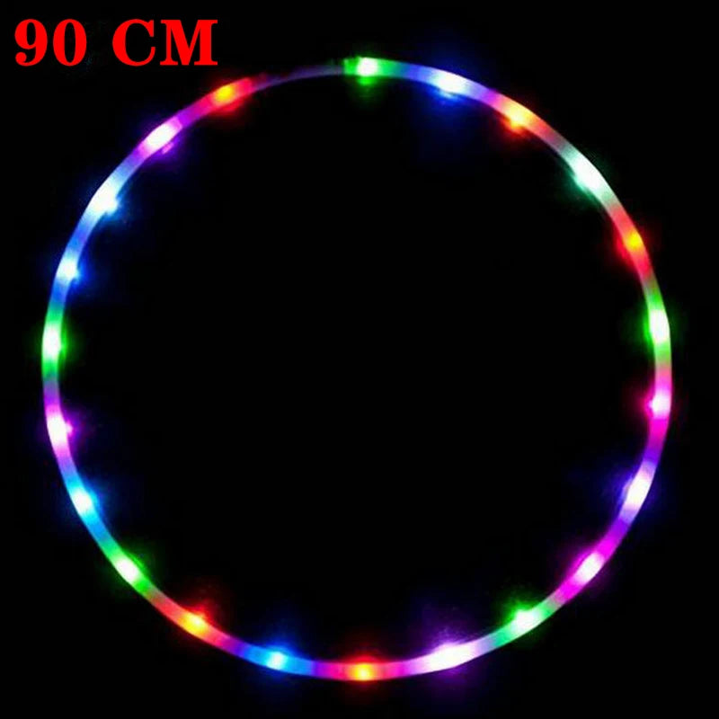 FanzyMarket LED luminous hula hoop in 80cm size, colorful fitness and weight loss sports hoop for home gym, yoga, and kids.