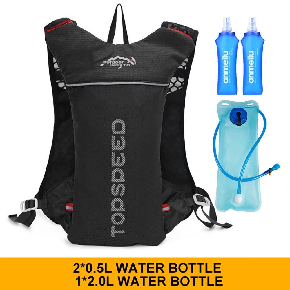 FanzyMarket 5L ultralight hydration running vest backpack, breathable trail and marathon jogging pack for sports and outdoor fitness.