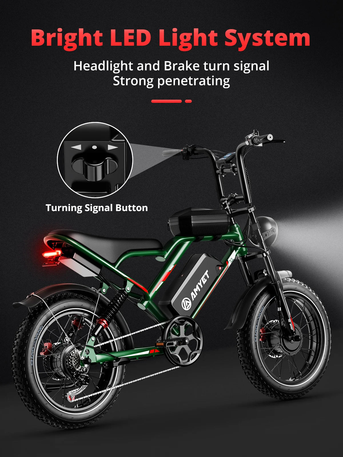 FanzyMarket 2000W dual motor electric bike with fat tires, 7-speed, full suspension, hydraulic disc brakes, in black.