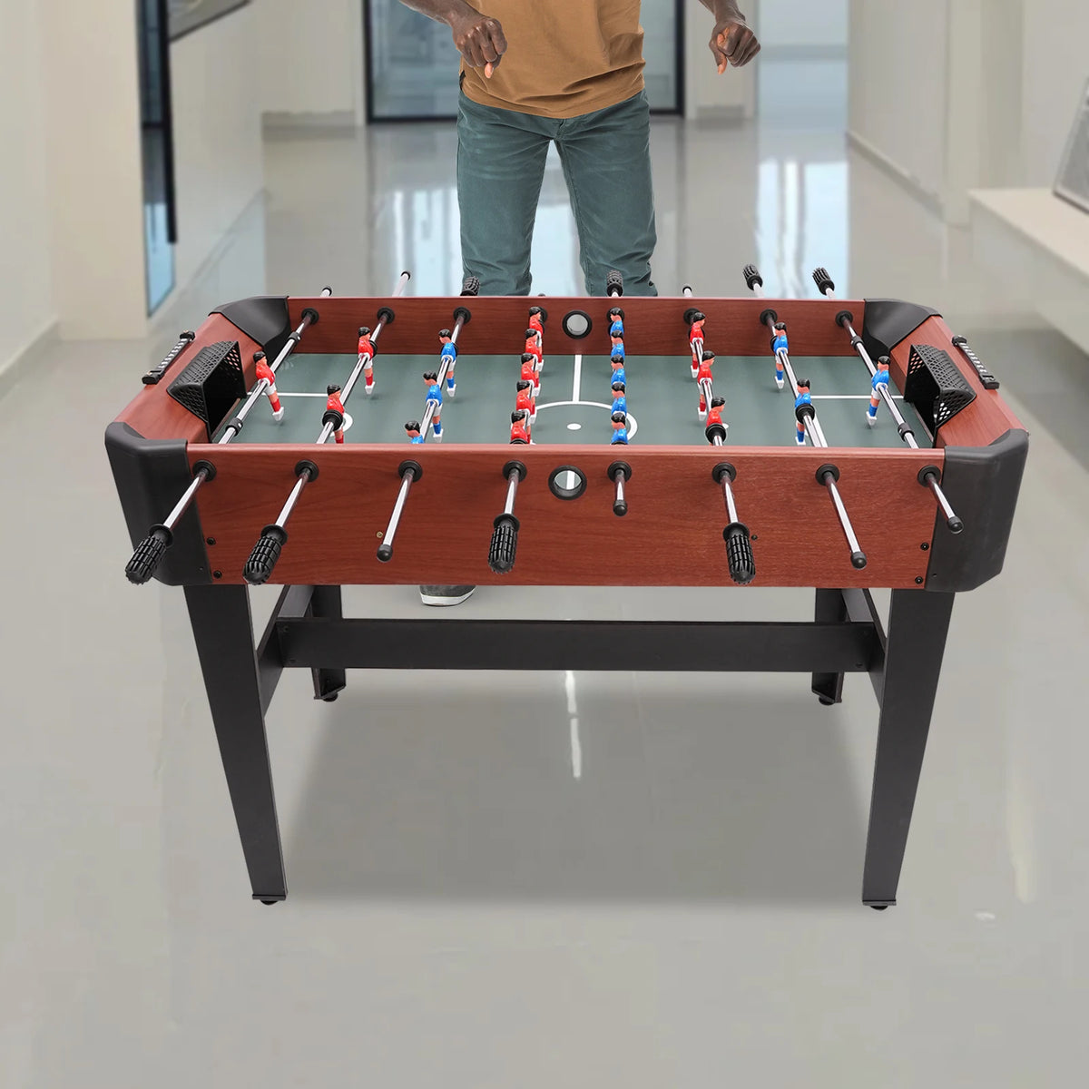 FanzyMarket 8-rod foosball table with steel rods and counterbalanced players, perfect for home game rooms.
