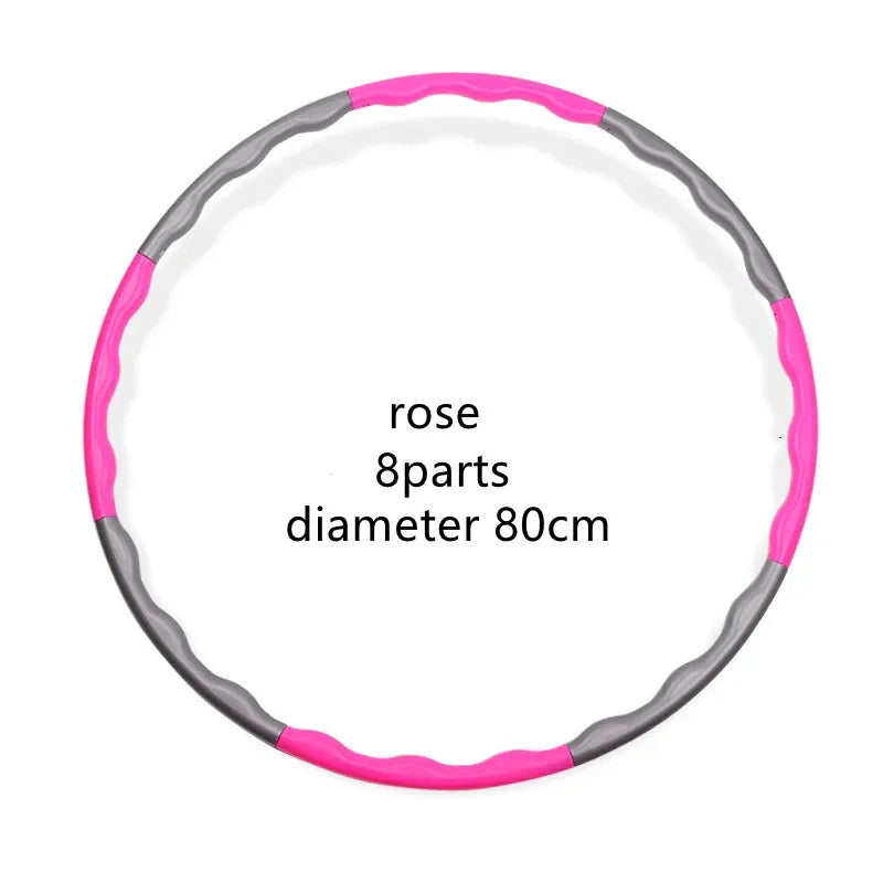 FanzyMarket adjustable 7/8/9-section blue hula hoop for Pilates, yoga, waist slimming, massage, fitness, with detachable sections.