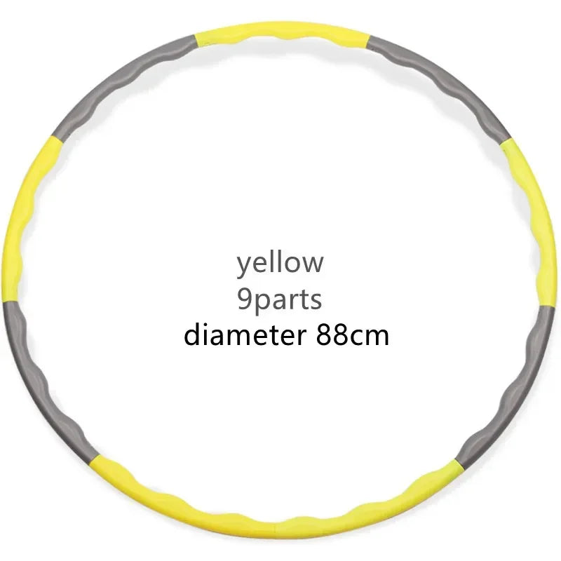 Blue adjustable 7/8/9-section hula hoop for Pilates and yoga, featuring detachable design for waist slimming and massage exercises.