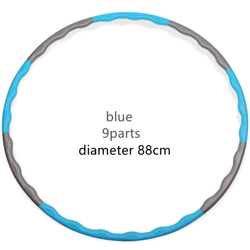FanzyMarket adjustable 7/8/9-section blue hula hoop for Pilates, yoga, waist slimming, and massage exercises, with detachable segments.
