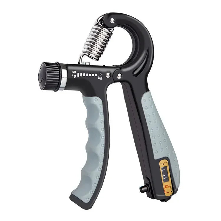 FanzyMarket adjustable hand gripper for forearm strength, featuring black design with 10-60 kg (22-132 lb) resistance.
