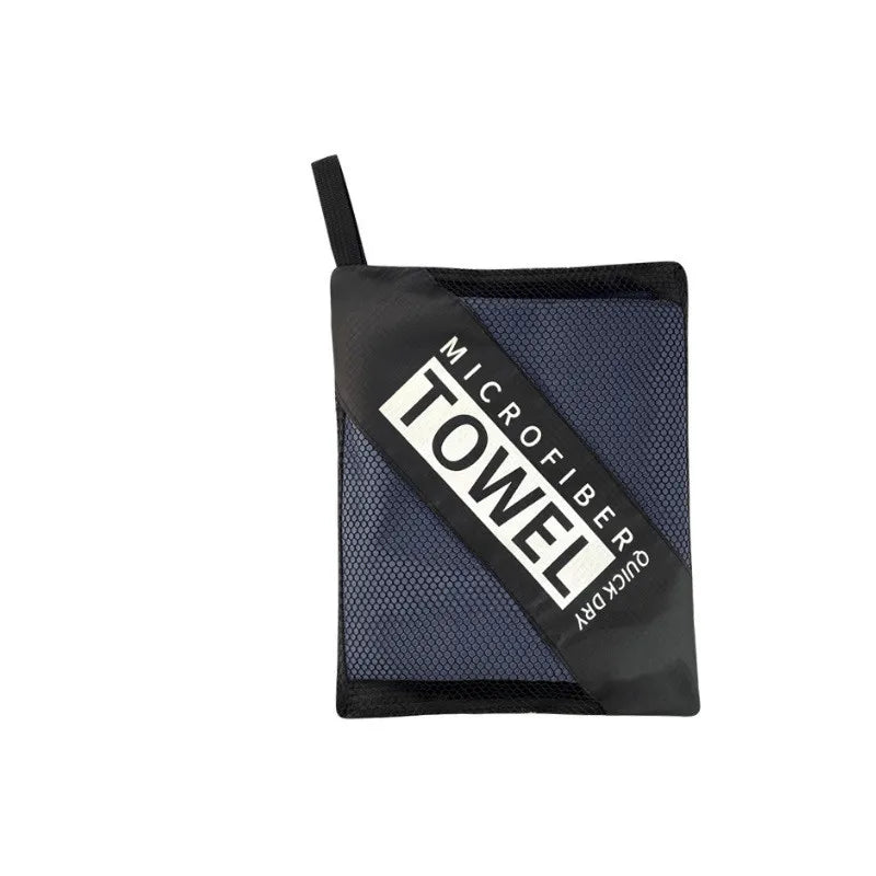 FanzyMarket microfiber quick-dry sports towel in dark blue, ultra-soft and super absorbent, ideal for gym, swimming, yoga, and beach.