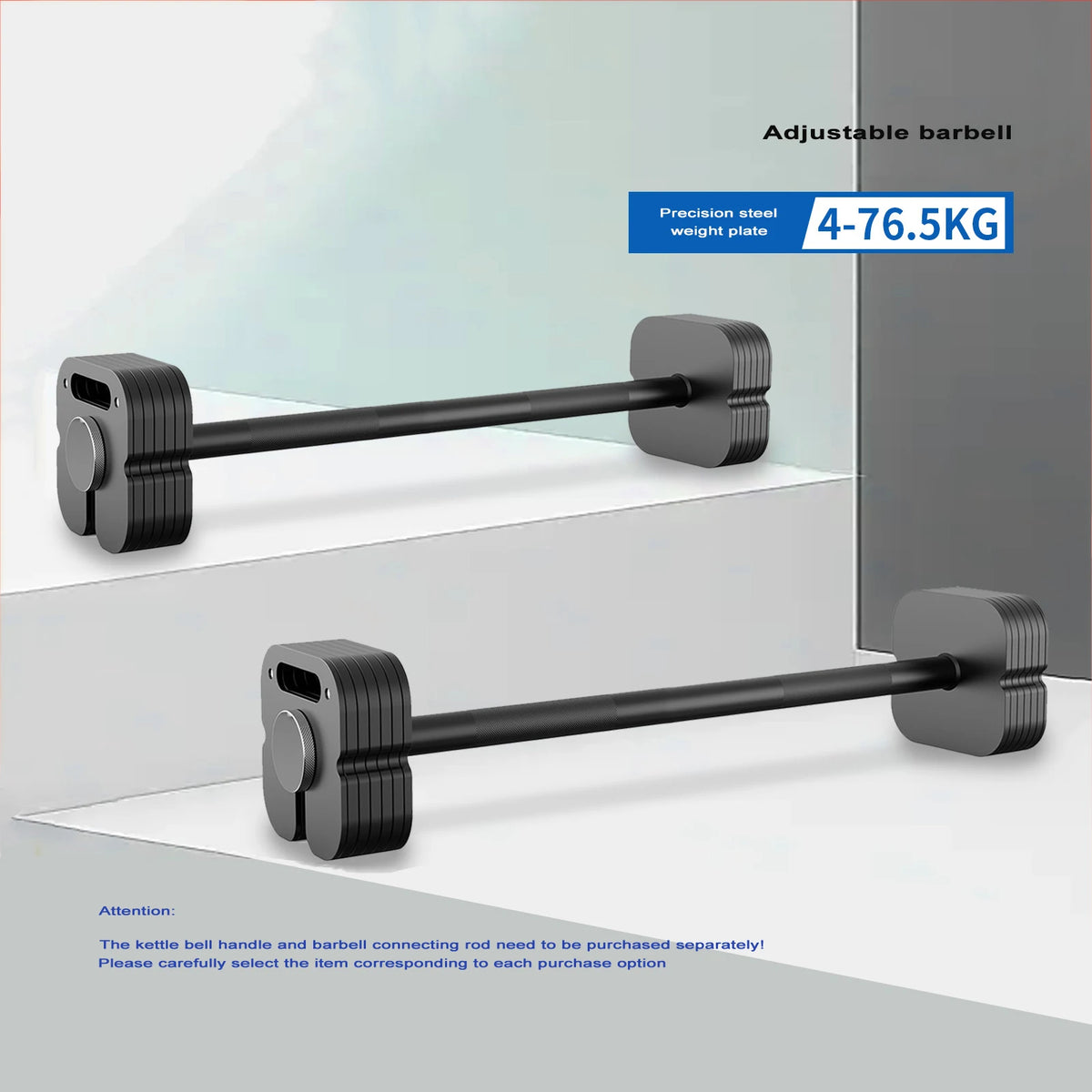FanzyMarket adjustable steel dumbbell set with 4kg to 102kg weight range and quick 2kg increments, shown in pair with square plug-in.