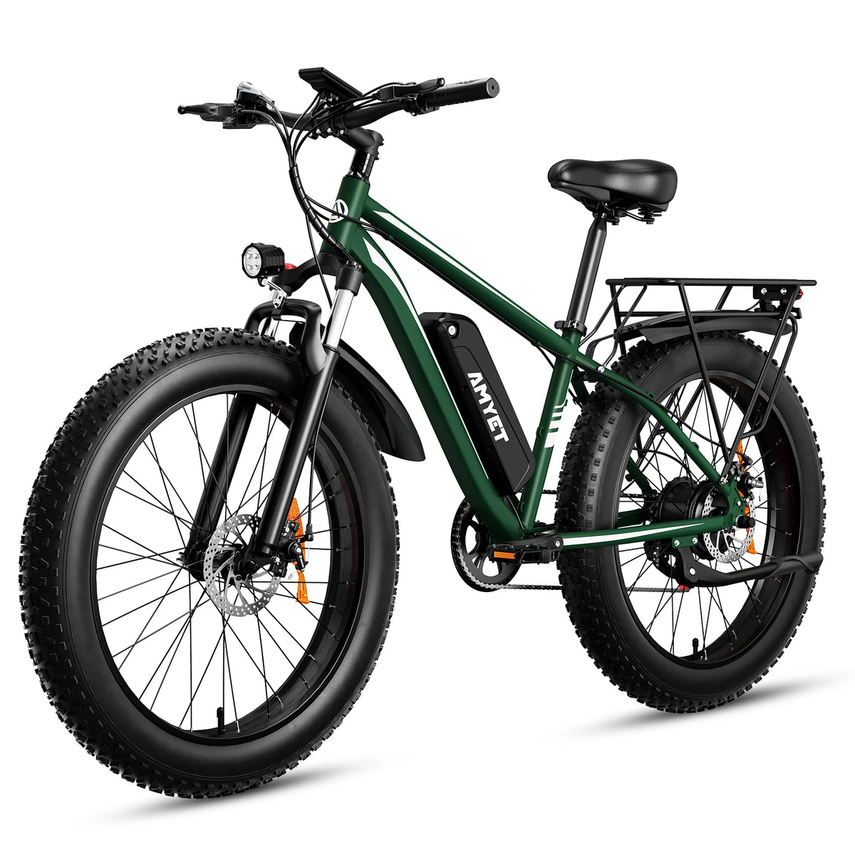 Blue FanzyMarket electric fat tire mountain bike with 26-inch tires, dual suspension, removable battery, and 1000W motor.