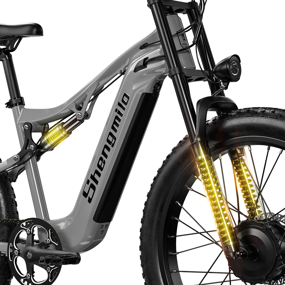 FanzyMarket 2000W dual-motor electric mountain bike with 26-inch wheels, dual suspension, 48V 17.5Ah battery, ready for rugged trails.