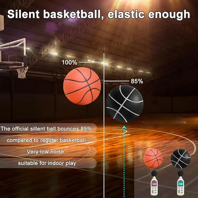 FanzyMarket silent foam basketball for indoor play, size 7, brown, airless design perfect for safe, quiet sports activities indoors.