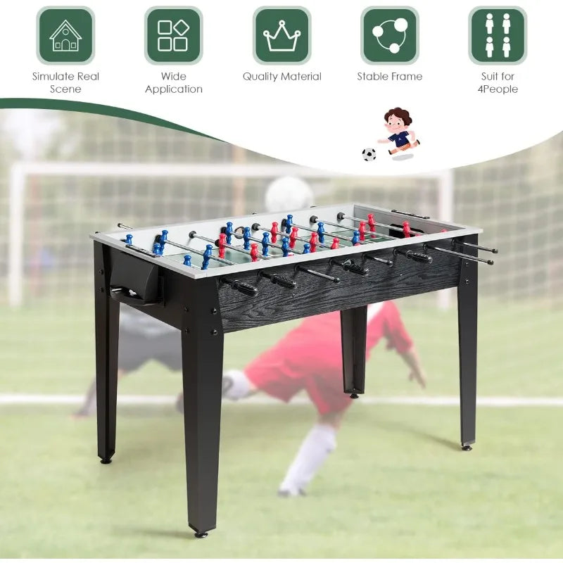 FanzyMarket 48-inch wooden foosball table with 4-player arcade-style design, two balls, and built-in scorekeepers for fun soccer games.