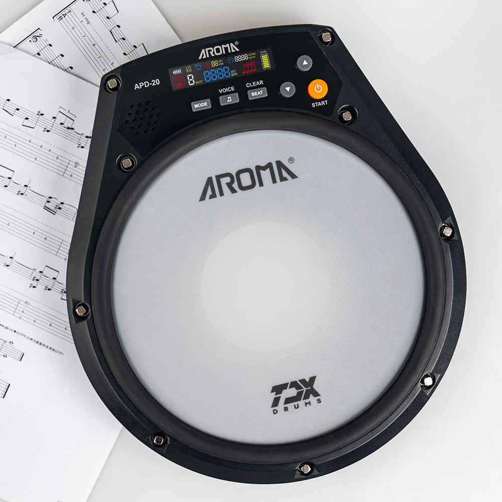 FanzyMarket portable rechargeable electronic drum practice pad with metronome, headphone output, silent design, and speed training features.