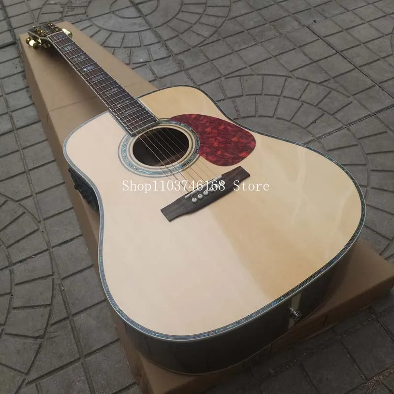 FanzyMarket 41-inch acoustic-electric guitar with solid spruce top, rosewood fingerboard, 20 frets, 6-string, ready for performance.