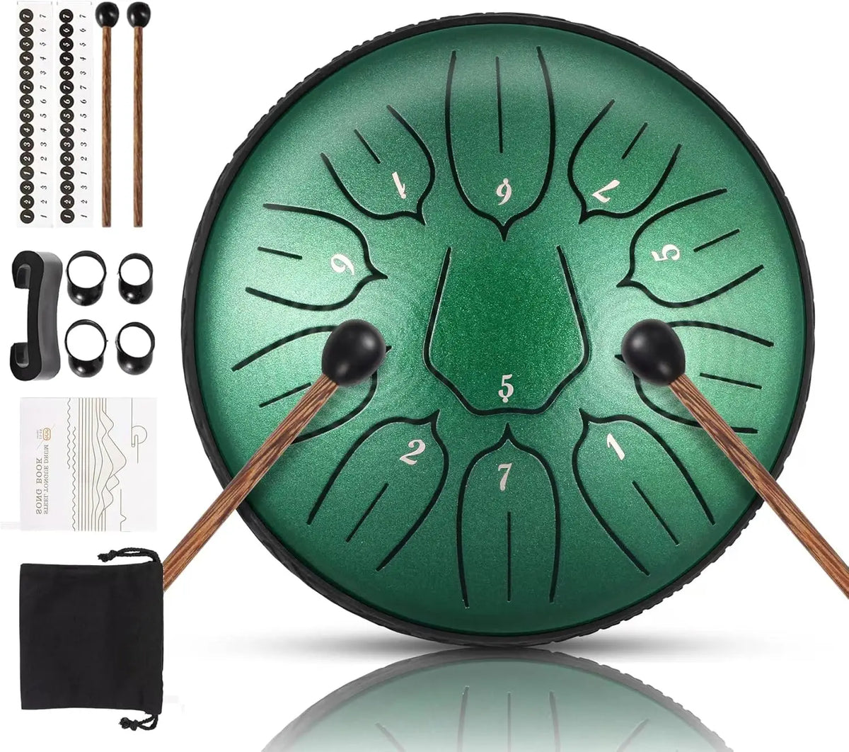 FanzyMarket 6-inch steel tongue drum with 11 notes in D-tone, silver finish, ideal for yoga, meditation, and music therapy.