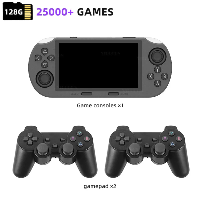 FanzyMarket 4.5-inch portable retro handheld game console with 854x480 screen, multi-emulator, PS1 support, MP3, video, two-player