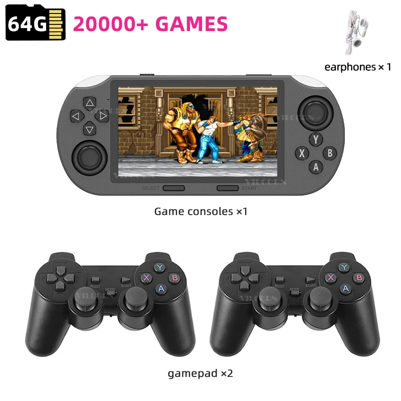 FanzyMarket 4.5-inch portable retro handheld game console with 854x480 screen, multi-emulator, PS1 support, MP3, video, two-player