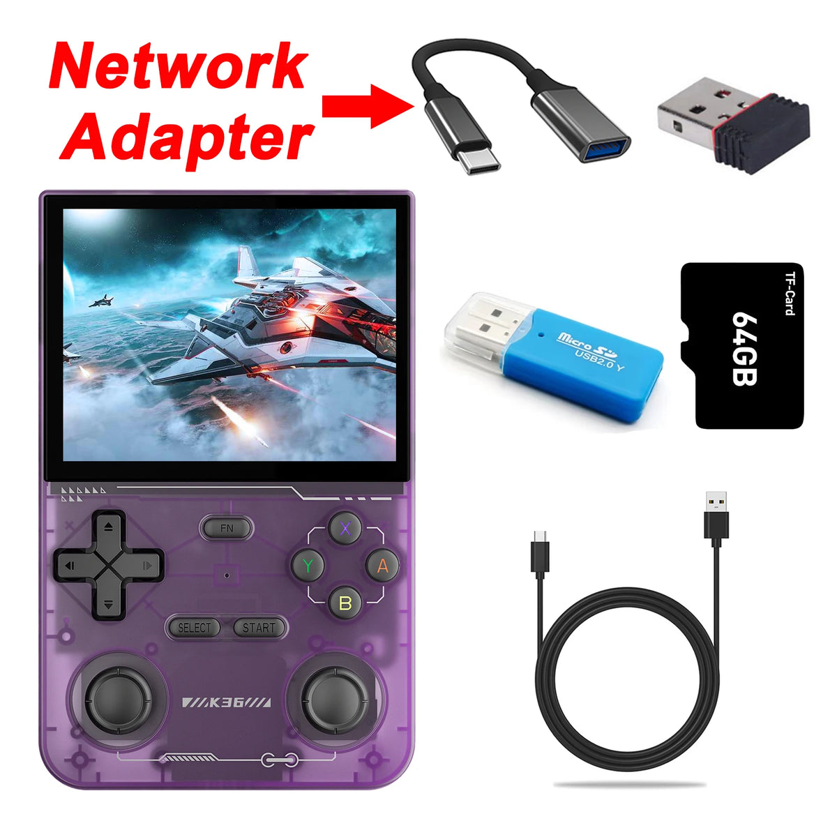 FanzyMarket open-source retro handheld game console with 3.5-inch IPS display and 16,000+ games emulator, including PS1, PSP, N64, Dreamcast