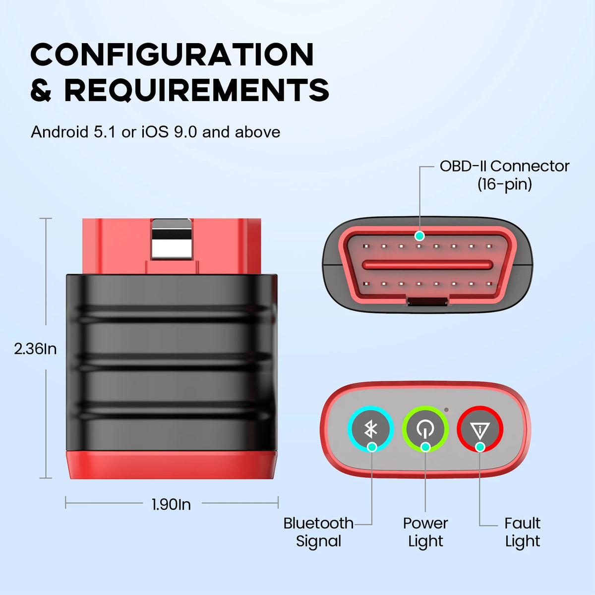 Mini OBD2 Bluetooth Car Diagnostic Scanner - Full-System Code Reader, Lifetime Free All-Car Diagnostics