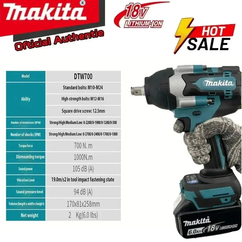 Cordless Impact Wrench 1000 Nm (738 ft-lb) Brushless 18V High Torque Electric Wrench for Auto Repair