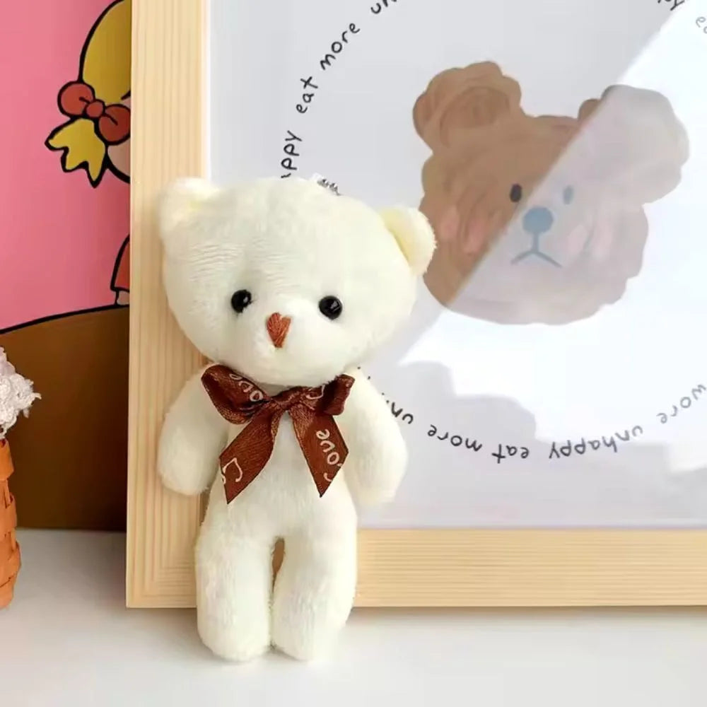 Cute Plaid Plush Bear Keychain Soft Teddy Keyring Christmas Gift
