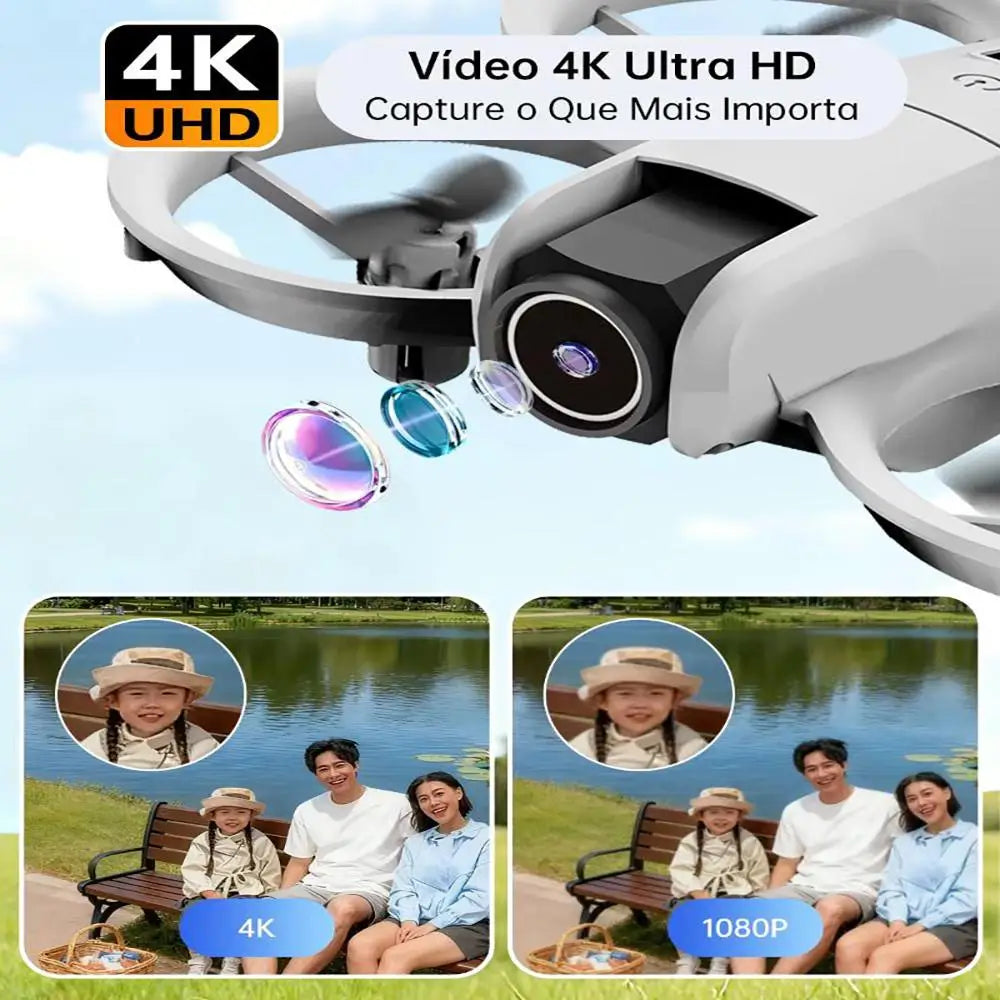 Mini Drone 4K Dual Camera FPV WiFi Optical Flow Remote Control, 2 Batteries, Kids Gift