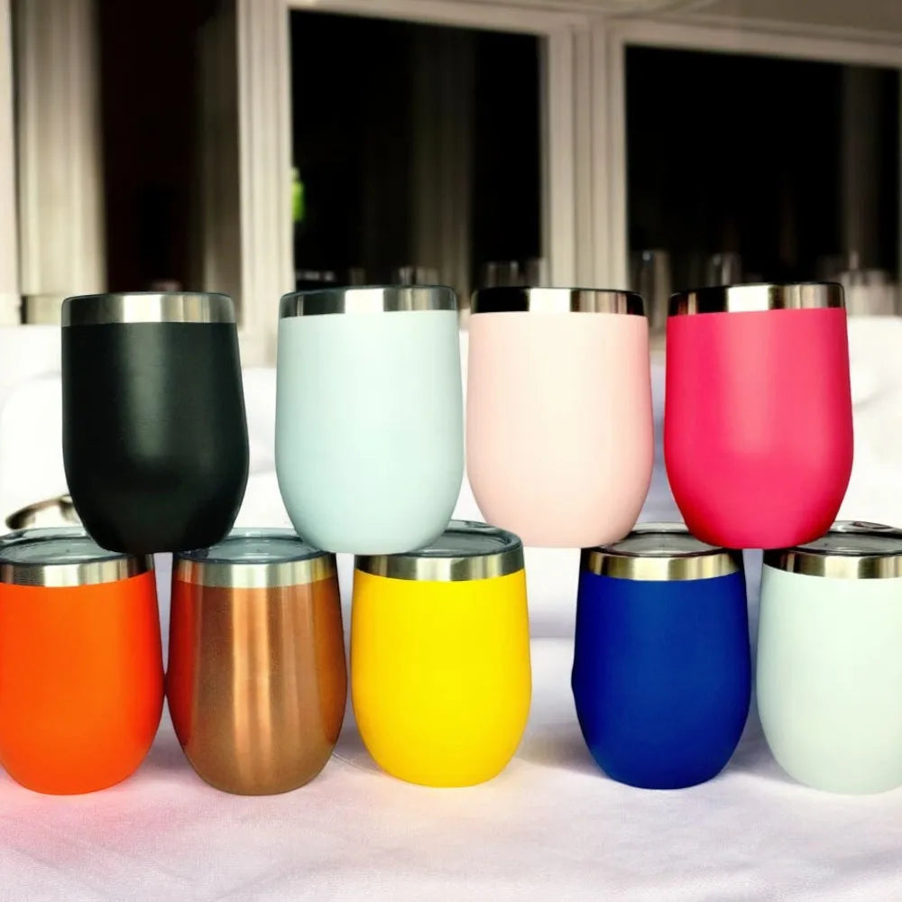 350 ml (12 fl oz) Stainless Steel Vacuum Insulated Thermal Mug with Matte Acrylic Lid - Assorted Colors