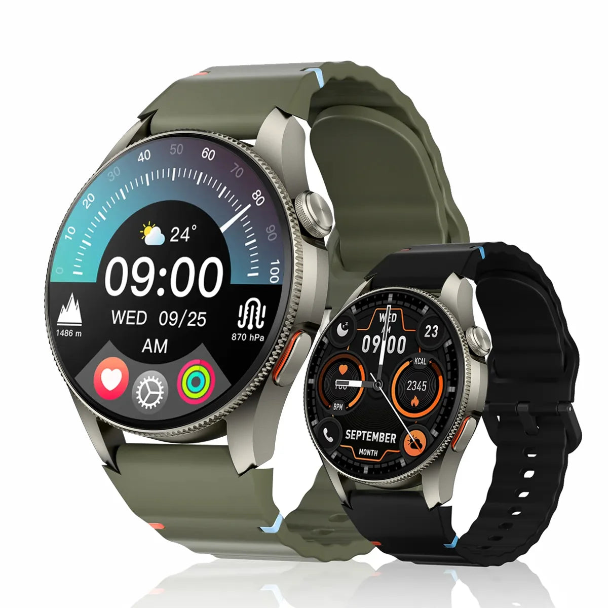 GPS Smartwatch 1.43 in (36.3 mm) AMOLED Display, 50m Waterproof, 150+ Sports Modes, Heart Rate SpO2 Sleep Tracker, Bluetooth Call & Voice Assistant
