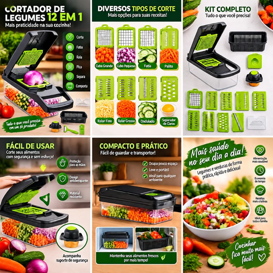 16-in-1 Vegetable Slicer and Cutter with Collector - Multifunctional Mandoline & Grater