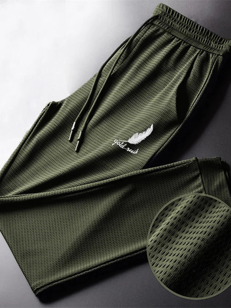 Men's Quick-Dry Lightweight Hiking & Running Pants Breathable Workout Joggers with Drawstring Ankle Tie