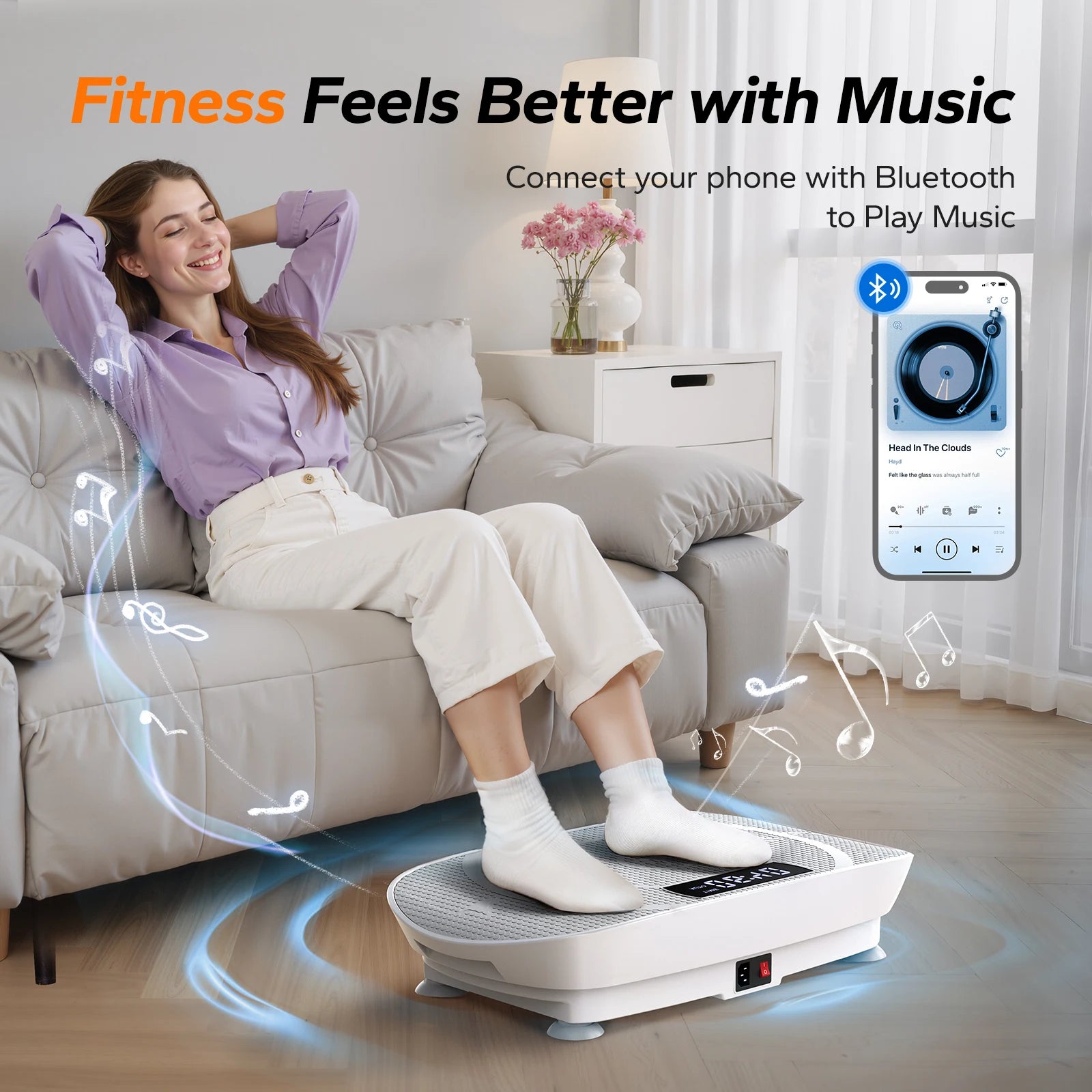 Whole-Body Vibration Plate Exercise Machine with Bluetooth – Power Fitness Platform for Weight Loss & Toning