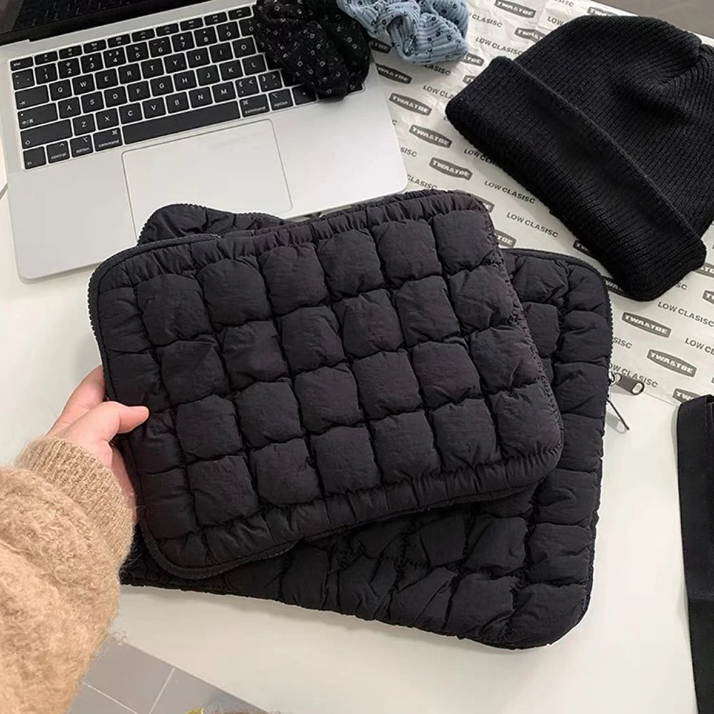 Puffy Quilted Laptop Sleeve for Women — 13–14 in (34–36 cm), 15–16 in (38–41 cm) & 9–11 in (23–28 cm) Tablet Pouch