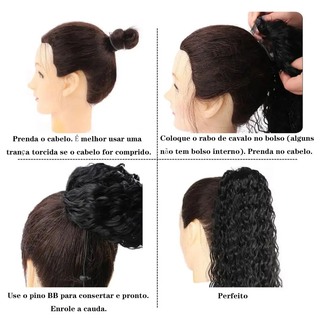 Clip-In Curly Ponytail Hair Extension – Heat-Resistant Bio Fiber (120–150 g / 4.2–5.3 oz)