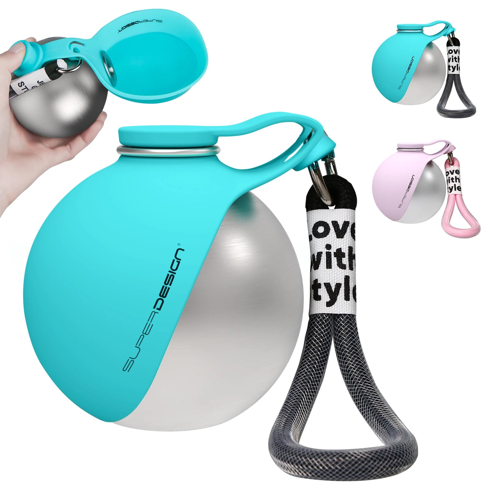 2-in-1 Portable Dog Water Bottle for Small Dogs – Leak-Proof Stainless Steel & Silicone Travel Bottle