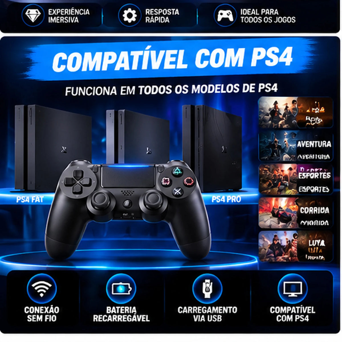 Wireless Bluetooth Gamepad Controller - Ergonomic Touchpad Gamepad for Console, PC & Mobile