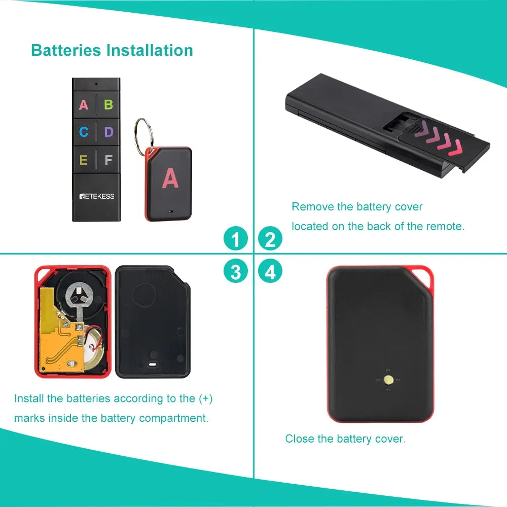 Wireless RF Key Finder — Remote Item Locator 1 Transmitter + 6 Receivers, Up to 40m (131 ft), Key Rings & Adhesive