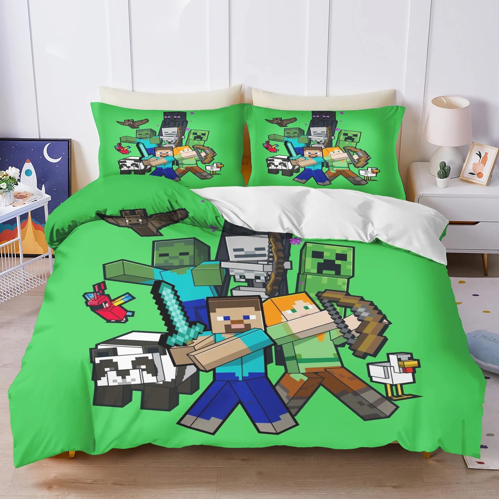 Anime Cartoon Printed Duvet Cover Set – 100% Polyester Quilt Cover + 2 Pillowcases (1.35 m / 4.5 ft / 53 in)