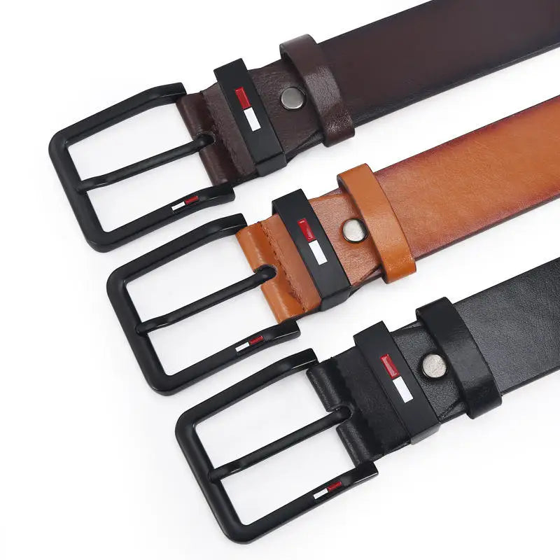 Men's PU Leather Belt with Alloy Square Pin Buckle - 47.2in (120cm) x 1.5in (3.8cm) | Business & Casual Waist Belt - Black Coffee Brown