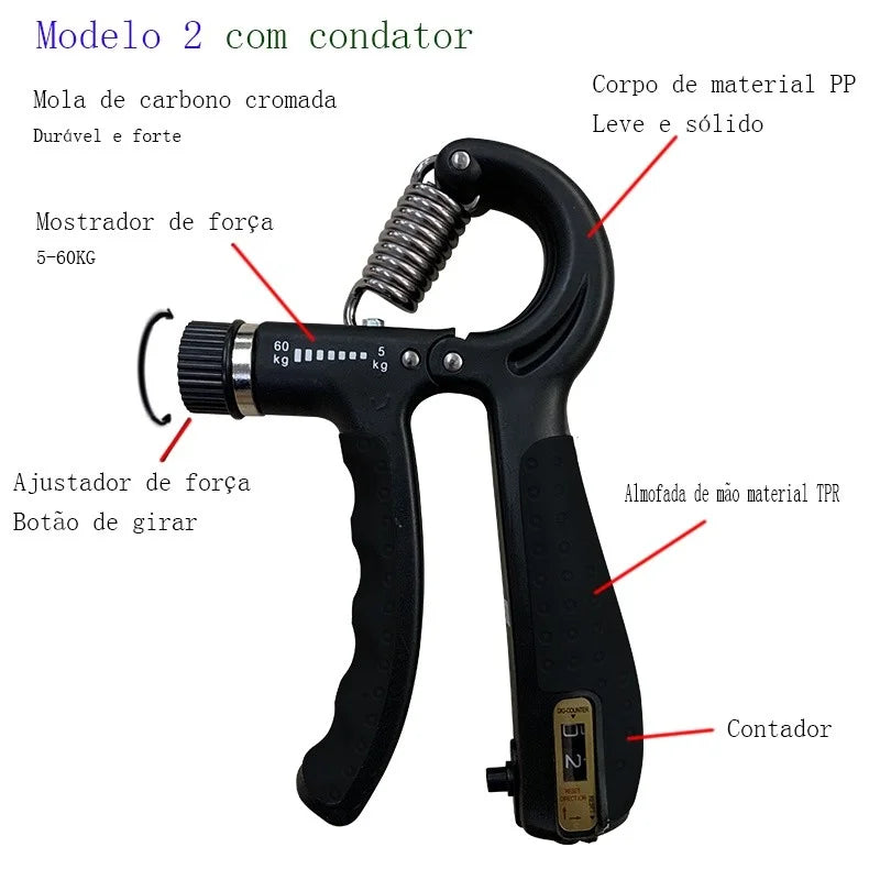 Adjustable Hand Grip Strengthener 5-60 kg (11-132 lb) - Forearm, Finger & Fist Trainer