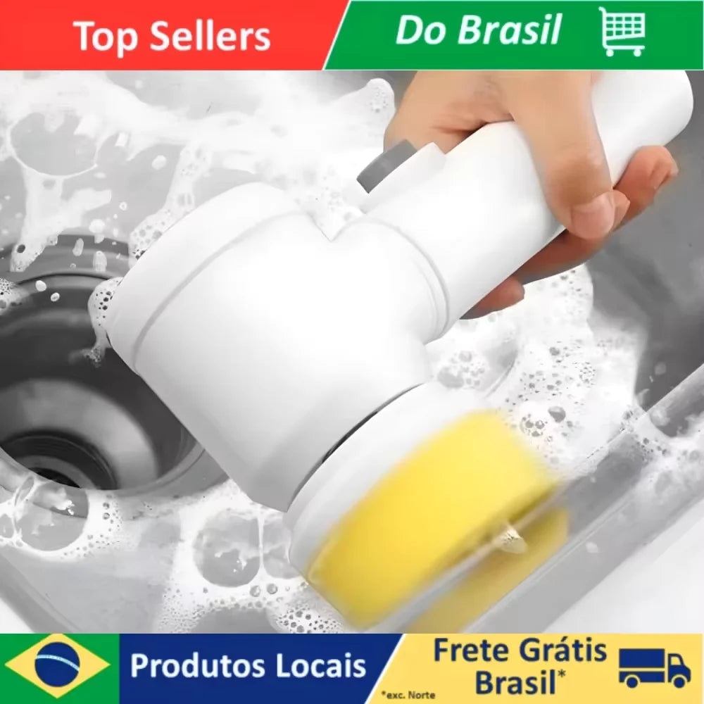 5-in-1 Rechargeable Electric Cleaning Brush, Wireless Multipurpose Scrubber for Home, Kitchen & Bathroom