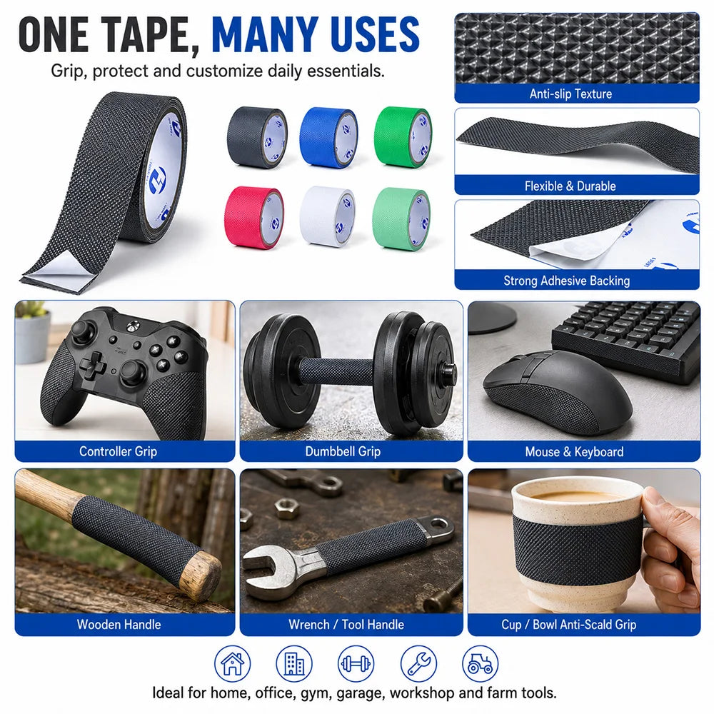 Anti-Slip Waterproof Tape – Self-Adhesive Non-Skid Diamond Grip Strips, 2 in (5 cm) x 9.8 ft (3 m) / 2 in (5 cm) x 32.8 ft (10 m) / 4 in (10 cm) x 9.8 ft (3 m)