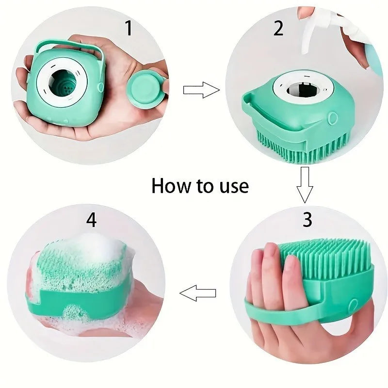 Silicone Pet Bathing Mitts 2-Pack Massage Grooming Brush for Dogs & Cats Rubber Bristles