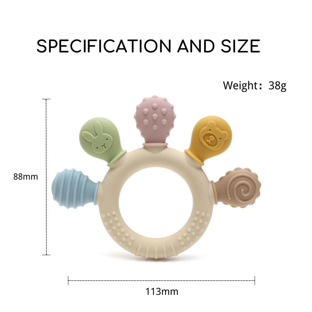 Silicone Baby Teether 0-12 Months Chew Beads Sensory Gum Relief Ring