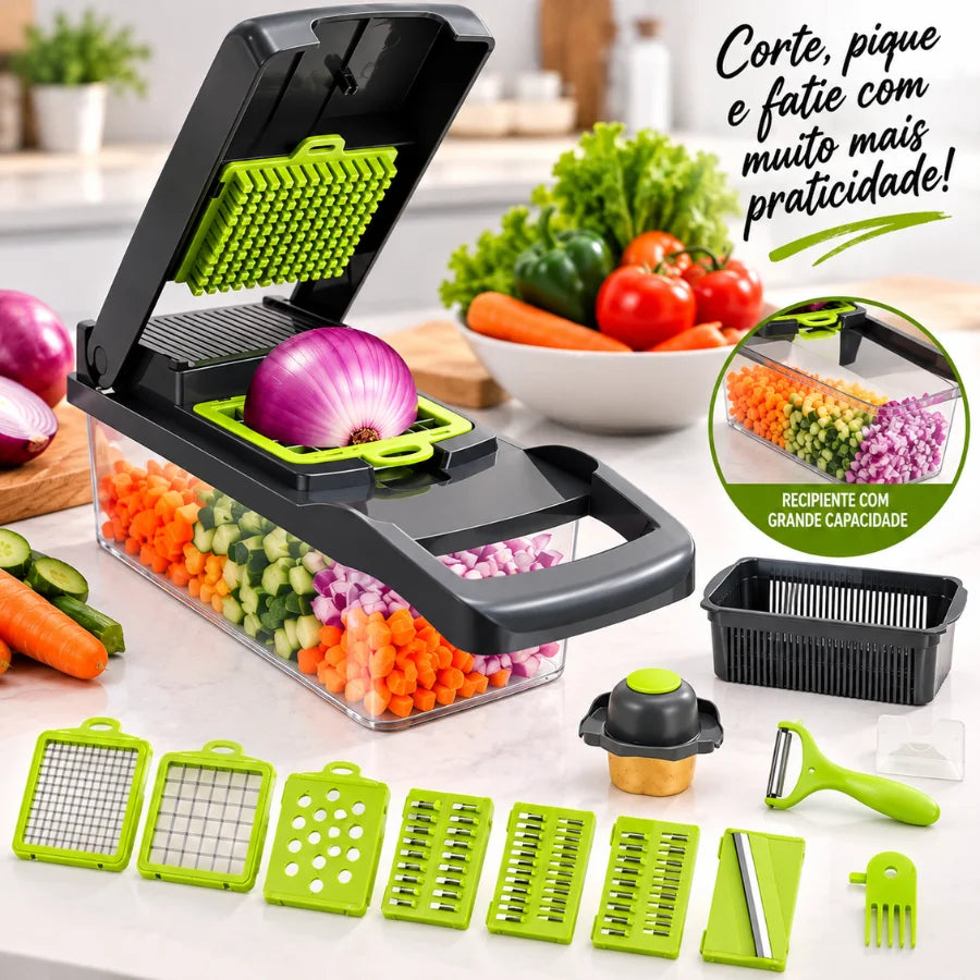 16-in-1 Vegetable Slicer and Cutter with Collector - Multifunctional Mandoline & Grater