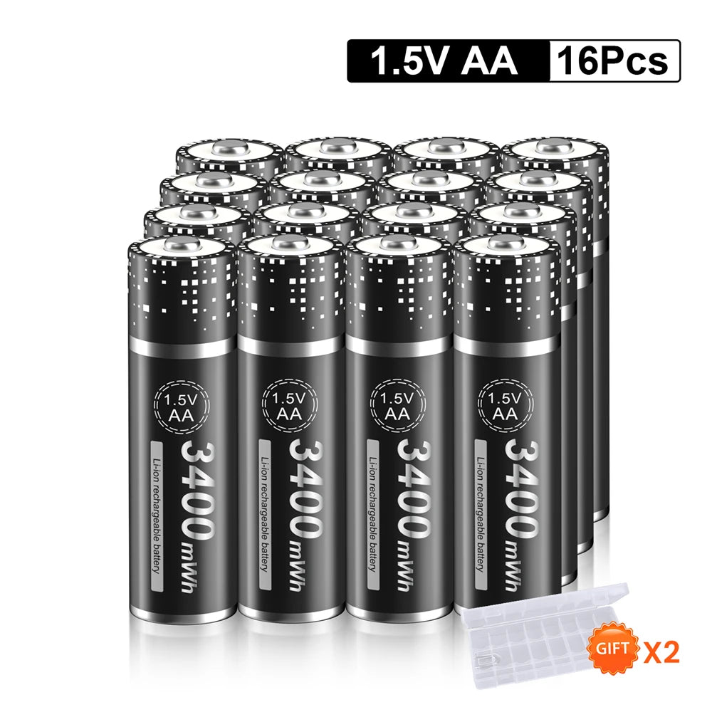 1.5V AA Rechargeable Li-ion Battery 3400mWh AA R6 Rechargeable Batteries (4-20 Pack) for Remote Control Toys